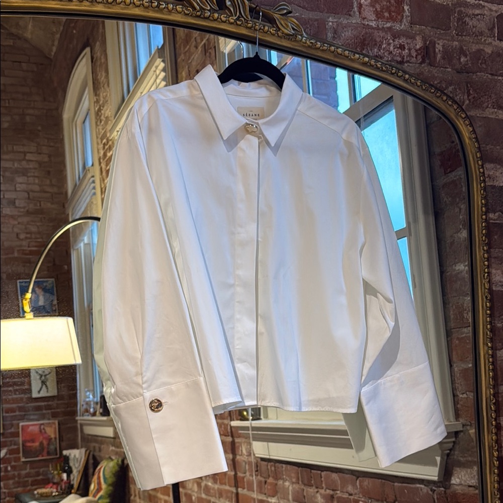 Sezane White Collared Shirt